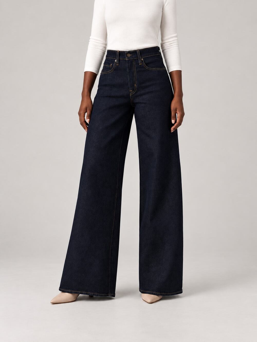 Levi's 728 High Rise Wide Leg Dark Wash Jeans Women's 30 x 30